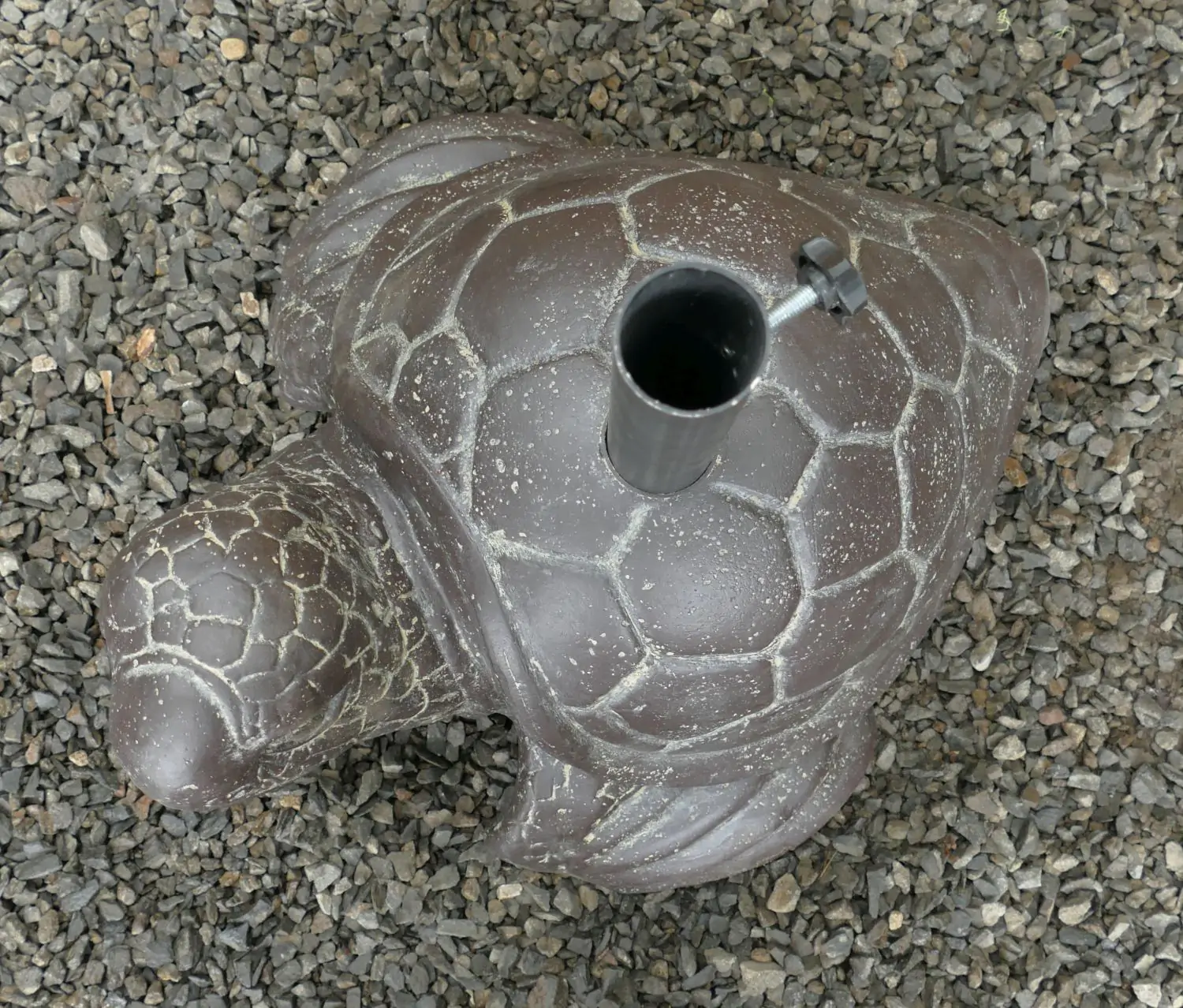  Product image 3 of the product “Turtle umbrella stand made of cast stone, 28cm height, with plastic pipe inside (48mm diameter, 23cm depth), 1 set with metal pipe (45mm diameter, 40cm Height) ”